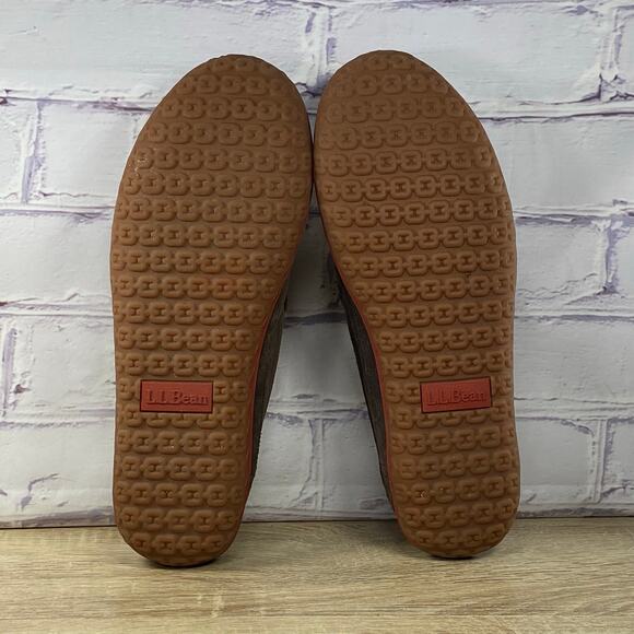 LL Bean Mountain Slipper Scuffs Fleece Lined Brown Suede Slip On Men\'s Size 12